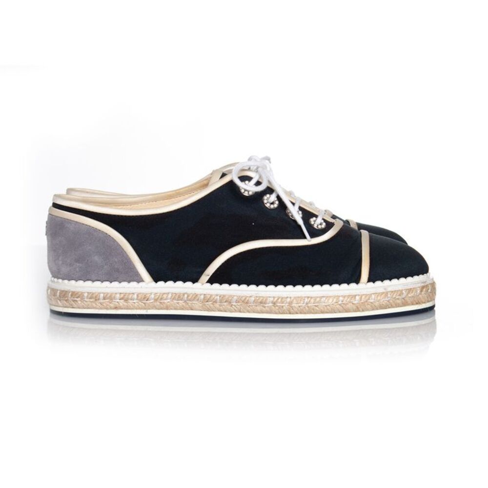 Satin espadrilles in blue - Picture 4 of 7